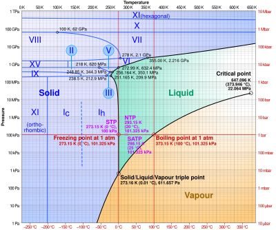 Phase diagram showing two phases of ice XI