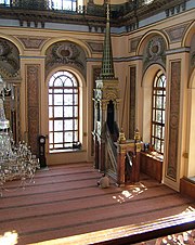 The prayer hall, or musalla, in a Turkish mosque, with a minbar