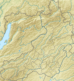 Mapa konturowa Kraju Zabajkalskiego, na dole nieco na lewo znajduje się punkt z opisem „Park Narodowy „Ałchanaj””
