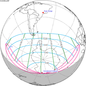 Carte de l'éclipse générale