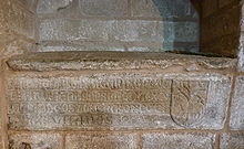 Sepulchre of Alvaro Paz Carneiro, church of St. Mary 'A Nova' in Noia, 'who died in the Mortality, August 15, 1348' Sartego de Alvaro Paz Carneiro en Noia.JPG