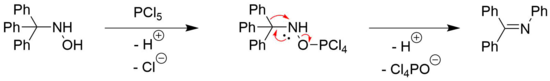 Stieglitz rearrangement of triaryl hydroxylamine