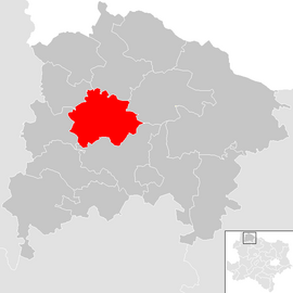 Poloha obce Thaya v okrese Waidhofen an der Thaya (klikacia mapa)