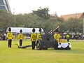 A company of the 1st Artillery Battalion prepared for a 21-gun salute in the royal cremation ceremony of Bejaratana Rajasuda, 2012.