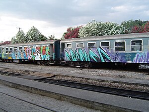 Graffiti on a train in Greece