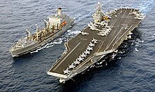 American aircraft carrier USS Harry S. Truman and a replenishment ship USS Harry S. Truman alongside USNS John Lenthall.jpg
