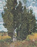 Sərv ağacları və iki qadın, 1890-cı il. Kröller-Müller muzeyi, Otterlo