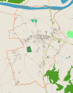 Mapa konturowa Zakliczyna, blisko centrum u góry znajduje się punkt z opisem „Zegar słoneczny w Zakliczynie”