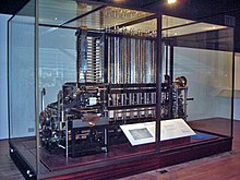The London Science Museum's working difference engine, built a century and a half after Charles Babbage's design. 050114 2529 difference.jpg