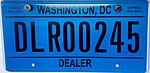 Номерной знак дилера в Вашингтоне, округ Колумбия, 2013.JPG