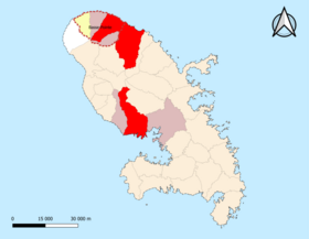 Localisation de l'aire d'attraction de Basse-Pointe dans le département de la Martinique.