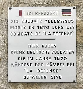 Plaque honorant les soldats allemands morts en 1870.