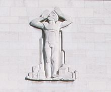 Architectural Aspiration, by Edward Bainbridge, above the main entrance, RIBA, 66 Portland Place, London Architectural Aspiration - Edward Bainbridge Copnall.jpg