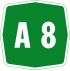 A8 Motorway shield}}