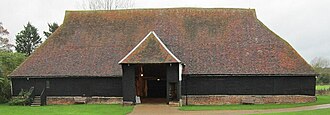 The Barley Barn at Cressing, Essex, built around 1220; its name means "barley-store". Barley Barn (cropped).jpg