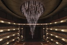 Internal view of Margot and Bill Winspear Opera House Chandelier and stage inside the auditorium of the Margot & Bill Winspear Opera House, part of the AT&T Performing Arts Center complex in the Arts District of Dallas, Texas LCCN2015630583.tif