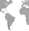 Location map for Chile and Croatia.