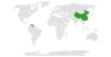 Location map for China and Venezuela.