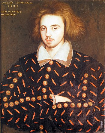 The portrait supposedly of Christopher Marlowe...