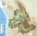 5: Carta topografica in italiano del fiume Columbia e affluenti di primo ordine.