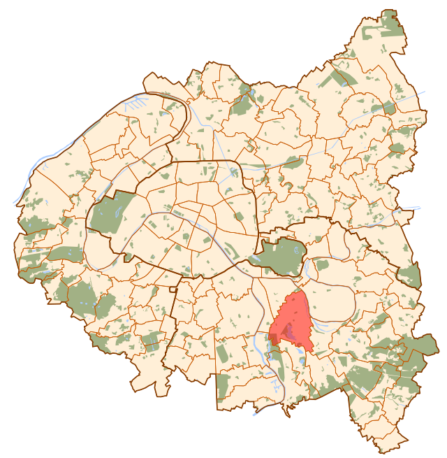 Localização de Créteil no departamento de Val-de-Marne