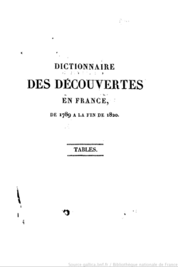 Image illustrative de l’article Dictionnaire des découvertes en France, de 1789 à la fin de 1820