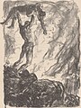 Cethegus' Sklave Syphax wirft sich mitsamt der Leiche seines bei der Schlacht am Milchberg gefallenen Herrn in den Schlund des Vesuvs (7. Buch)
