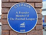 A plaque commemorating Everton's status as a founding member of the Football League