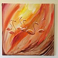 Flamingoes at Dawn, 2017, Oil on canvas 100x100