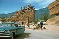 Steamboat Rock in the 1950s when tourists were allowed to climb on the rock