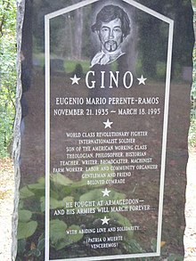Picture of Gino Perente's grave stone in the Oak Hill Cemetery in Stony Brook, Long Island New York