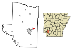 Location of Perrytown in Hempstead County, Arkansas.