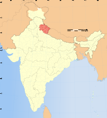 Location of Uttarakhand within India. India Uttarakhand locator map.svg