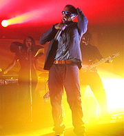 Kanye West performing in 2008.