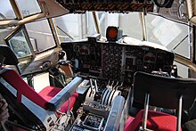 A C-130 Hercules flight deck. Aircraft displayed at the Norwegian Armed Forces Aircraft Collection Lockheed C-130 Hercules flight deck.jpg