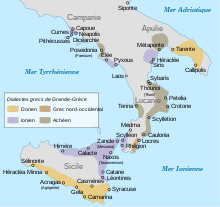 Magna Graecia ancient colonies and dialects-fr.svg