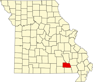 Карта штата Миссури с указанием округа Картер