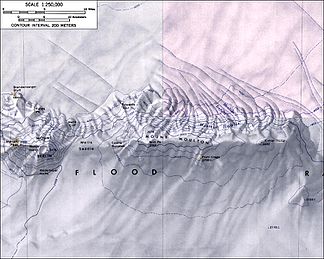 Topografische Karte des westlichen Abschnitts der Flood Range