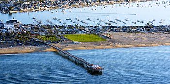 Balboa Pier, Newport Beach, February 14, 2015 Newport Beach aerial photo D Ramey Logan Feb 14 2015.jpg