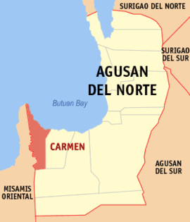 Carmen na Agusan do Norte Coordenadas : 9°0'N, 125°16'E