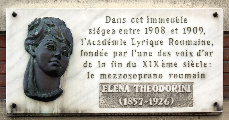 Fișier:Plaque Elena Teodorini, 25 rue de Tocqueville, Paris 17.jpg