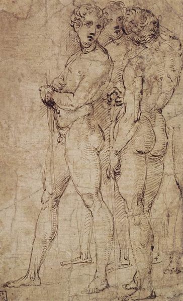 File:Raffaello, tre uomini in piedi.jpg