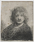 Zelfportret met brede neus, kader met pen in bruin, 1626-1630, Rijksmuseum Amsterdam