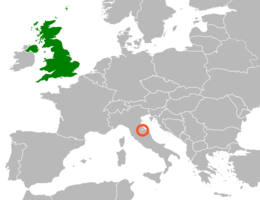 Mappa che indica l'ubicazione di Regno Unito e San Marino
