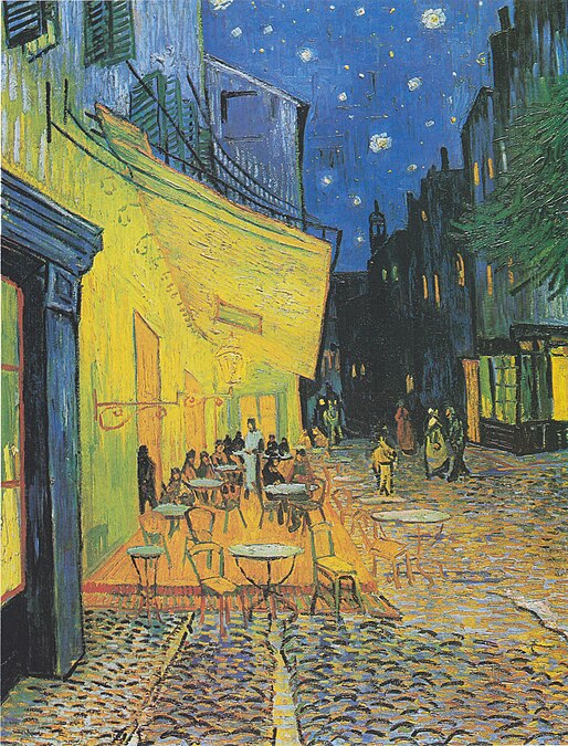 Original – Café Terrace at Night is a coloured oil painting of Vincent van Gogh on an industrially primed canvas in Arles, France, mid-September 1888.