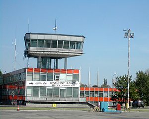 A small 1960s-era airport terminal