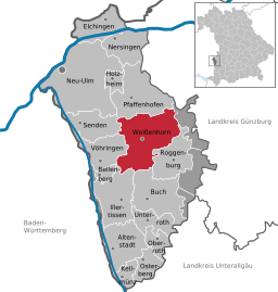 Läget för Weißenhorn i Landkreis Neu-Ulm