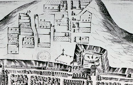 Porte et faubourg Cérès sur plan 1618 gravé par H.Picart.