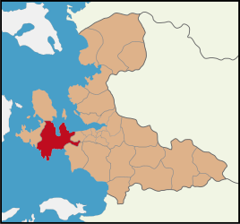 Map showing Urla District in İzmir Province