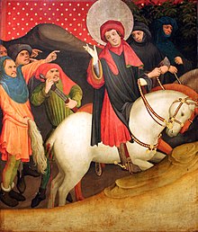 The Mocking of Saint Thomas of Canterbury from the 1426 altarpiece by Master Francke 1426 Meister Francke Die Verhohnung des hl. Thomas von Canterbury anagoria.JPG